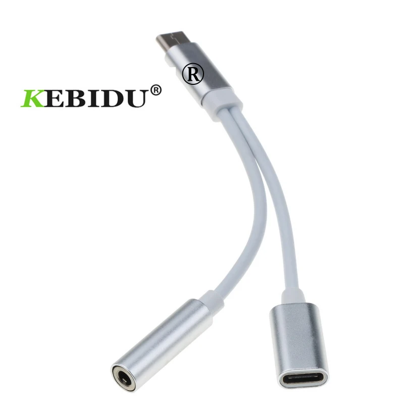 Аудиокабель Kebidu Mini Type C 3 5 мм для наушников 2 в 1 AUX Jack адаптер музыкального порта