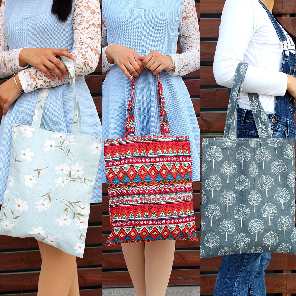 Reusable Shopping Bag Eco Women Handbag Foldable Beach Daily Use Shoulder Flower Print Casual Canvas Tote Satchel | Багаж и сумки