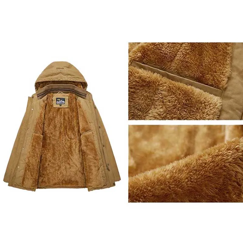 Plus Size 8XL Autumn Winter Fleece Coat Men Casual Hooded Jacket Thick Warm Parka Cotton Loose Baggy WIndbreaker Male Clothes