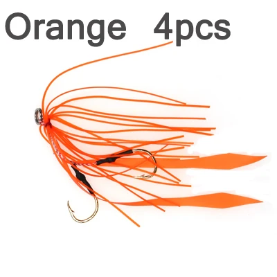 Orange 4pcs 4 шт. силиконовая юбка джиг Замена с крюком слайдер Rig запасные Крючки раздвижные кабура стиль приманки крючок 13#5 цветов - Цвет: Orange 4pcs