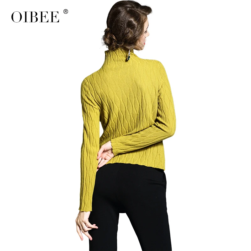 OIBEE2019 Весенняя мода Высокий воротник дна стрейч Офис Работа женский теплый вязаный свитер