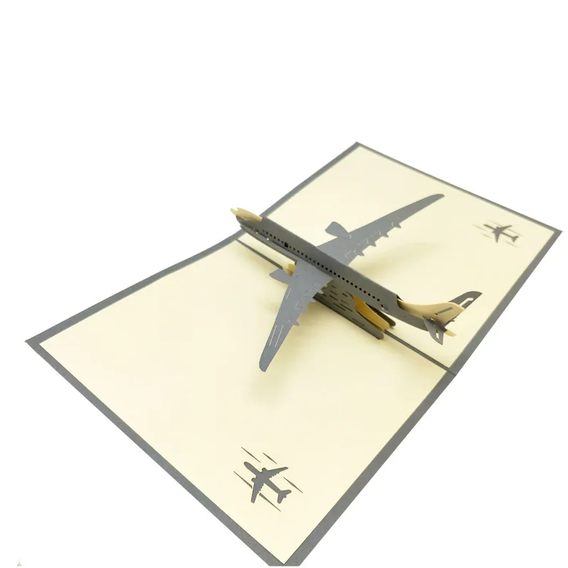 aircraft silver 3D всплывающие Пригласительные открытки 3D бумажные мировые аттракционы поздравительные открытки на день рождения 3D туристическая открытка сохранить дату Подарочная открытка для мальчика - Цвет: aircraft silver