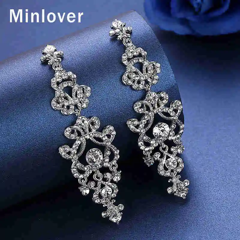 Minlover серебро/золото цвет длинные висячие серьги для Свадебный кулон Висячие из