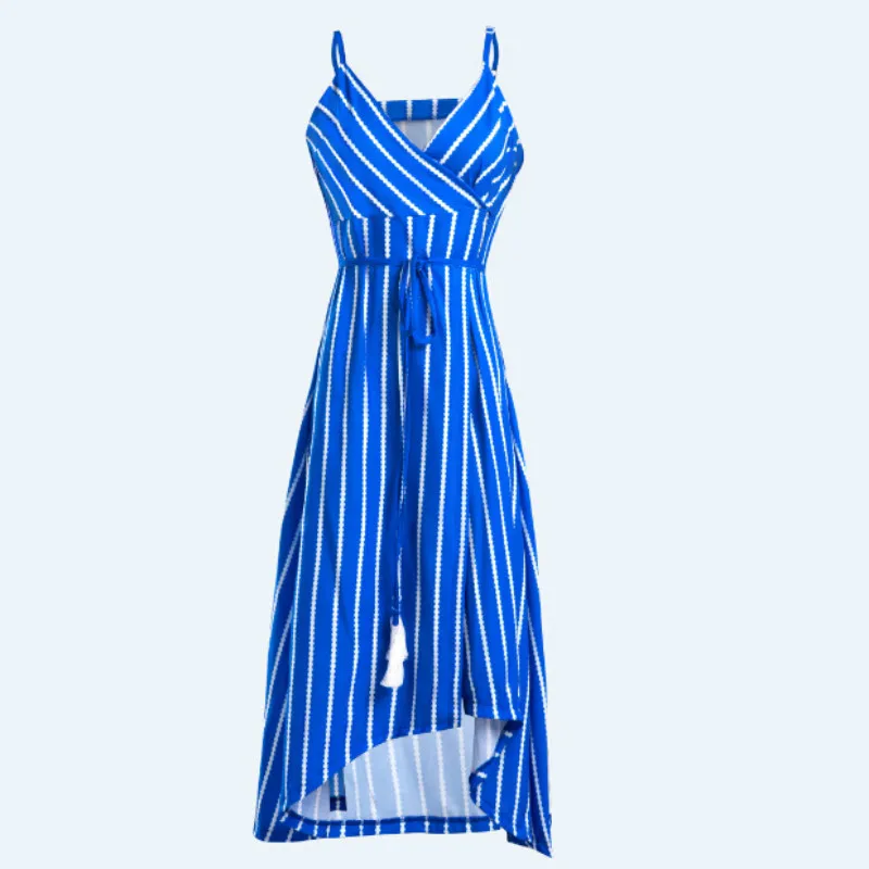 Новый Для женщин Лето Boho Макси Длинные Полосатые Холтер Вечеринка Пляжные наряды