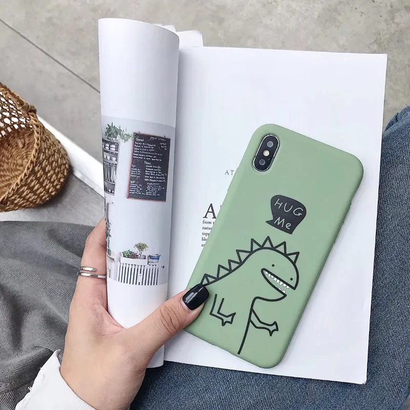 Чехол для телефона с изображением динозавра из мультфильма для iphone 7, 6, 6 S, 8 Plus, милый мягкий чехол на заднюю панель с изображением дракона для iphone 11 Pro Max X, XR, XS, MAX