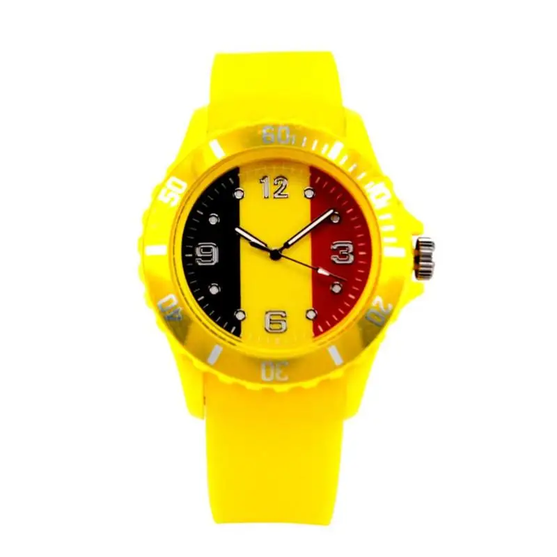 Football Style Women Men Watch Unisex Silicone Band Fashion Sports Flags Quartz Watches Wristwatch