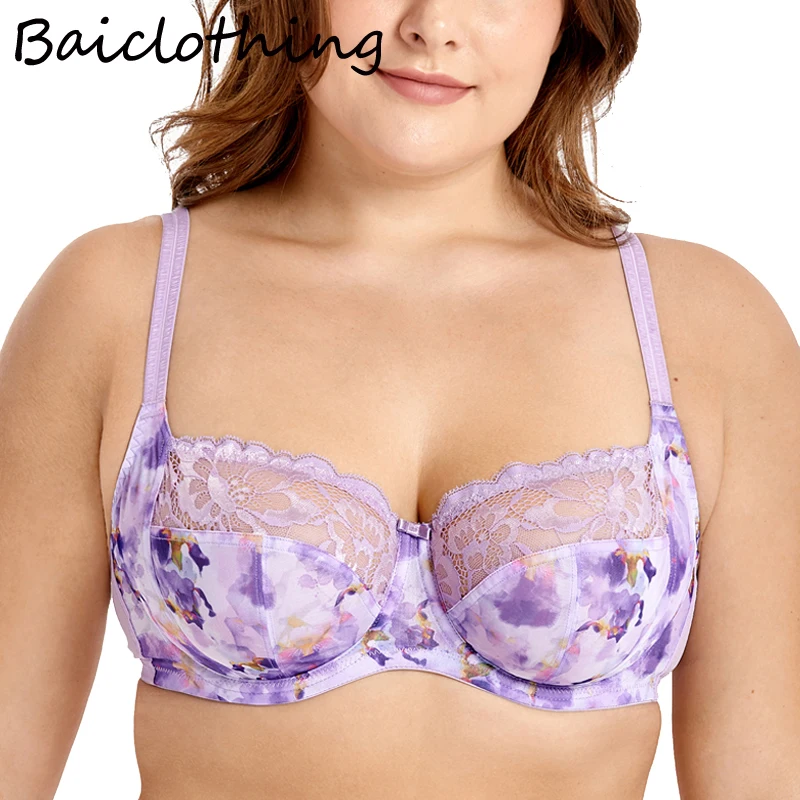 Женский бюстгальтер без подкладки Baiclothing кружевной балконет размера плюс на