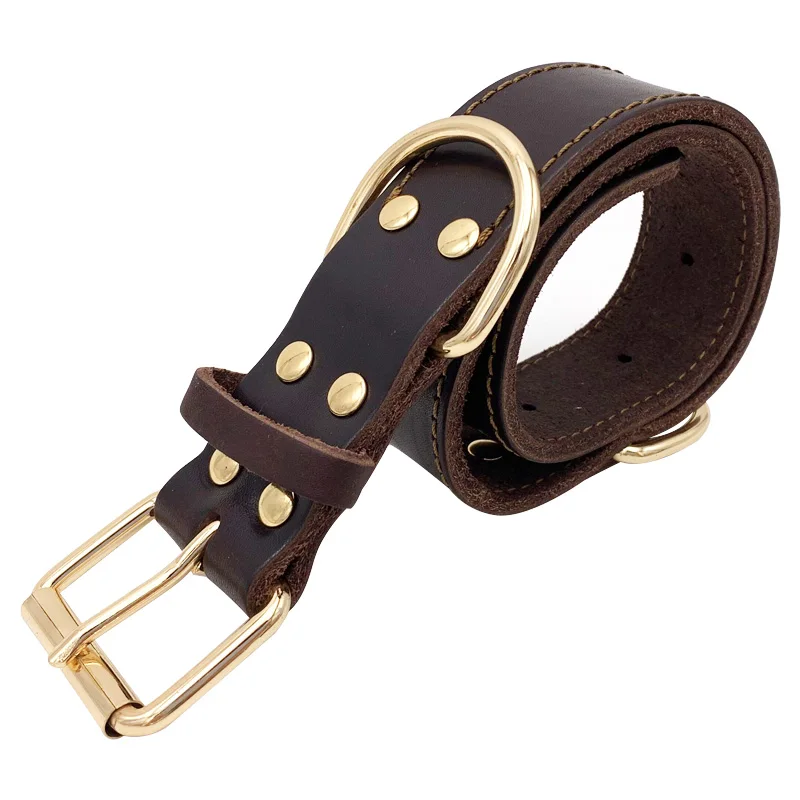 Кожаный ошейник для собак прочный D образный регулируемый питомцев щенков