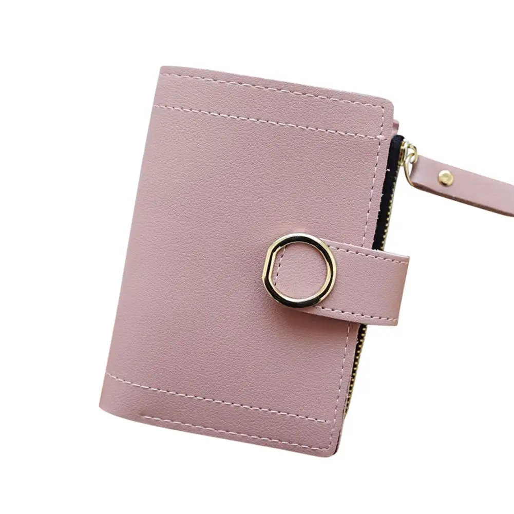 Deep pink Женский кожаный маленький кошелек с отделением для карт, элегантный однотонный короткий красивый кошелек на молнии, кошельки для монет, клатч, сумочка, модный кошелек для монет - Цвет: Deep pink