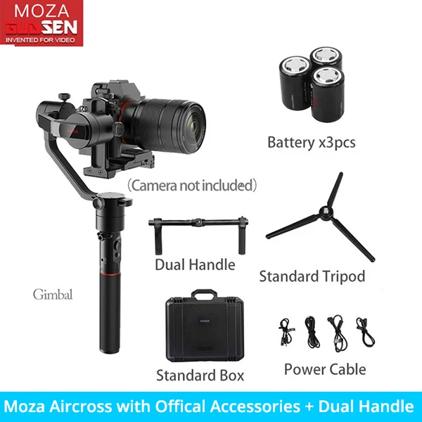 Gudsen MOZA AirCross 1,8 кг 3 оси Бесщеточный Стабилизатор камеры Gimbal с контроллером вариант для цифрового фотоаппарата Panasonic GH5 беззеркальных PK Zhiyun Ronin S - Цвет: MozaAircrossDual