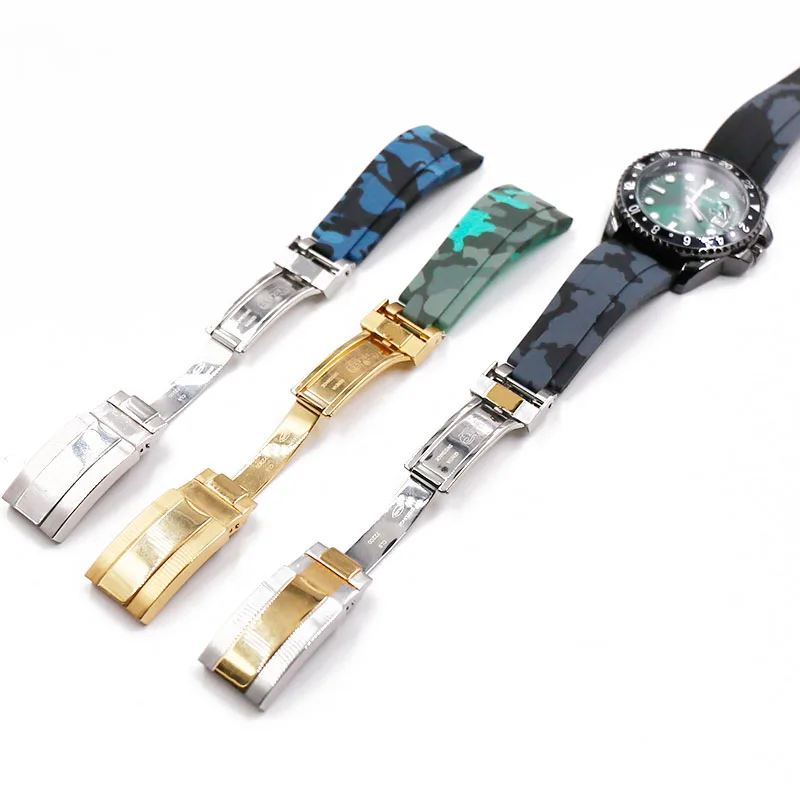 Men's rubber strap watch accessories buckle for Rolex Ditong take water ghost silicone strap 20mm waterproof bracelet watch band