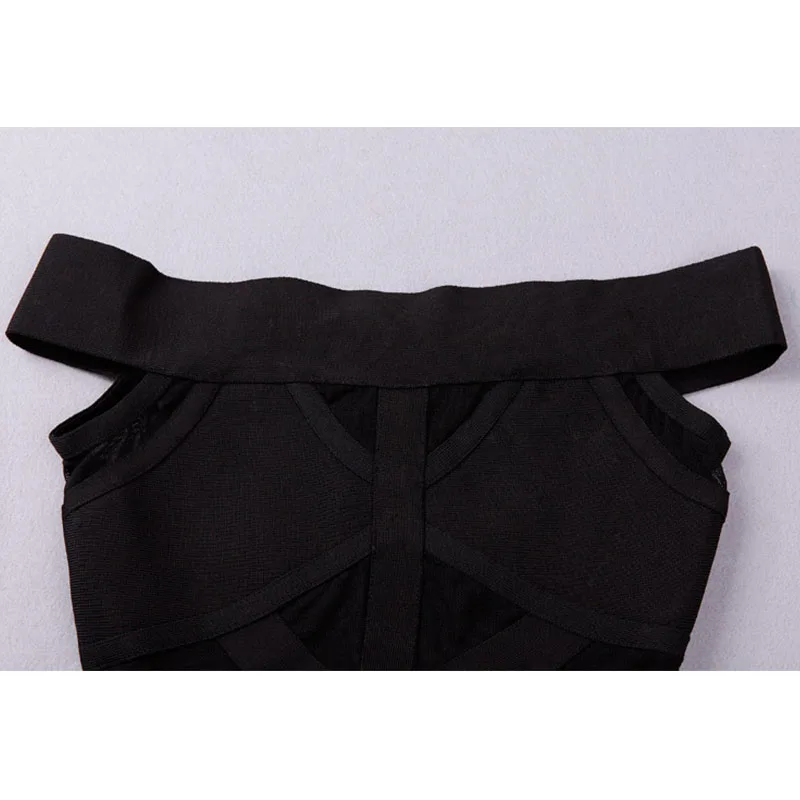 Элегантный черный с открытыми плечами Бандажное платье пикантные Sheer сетки