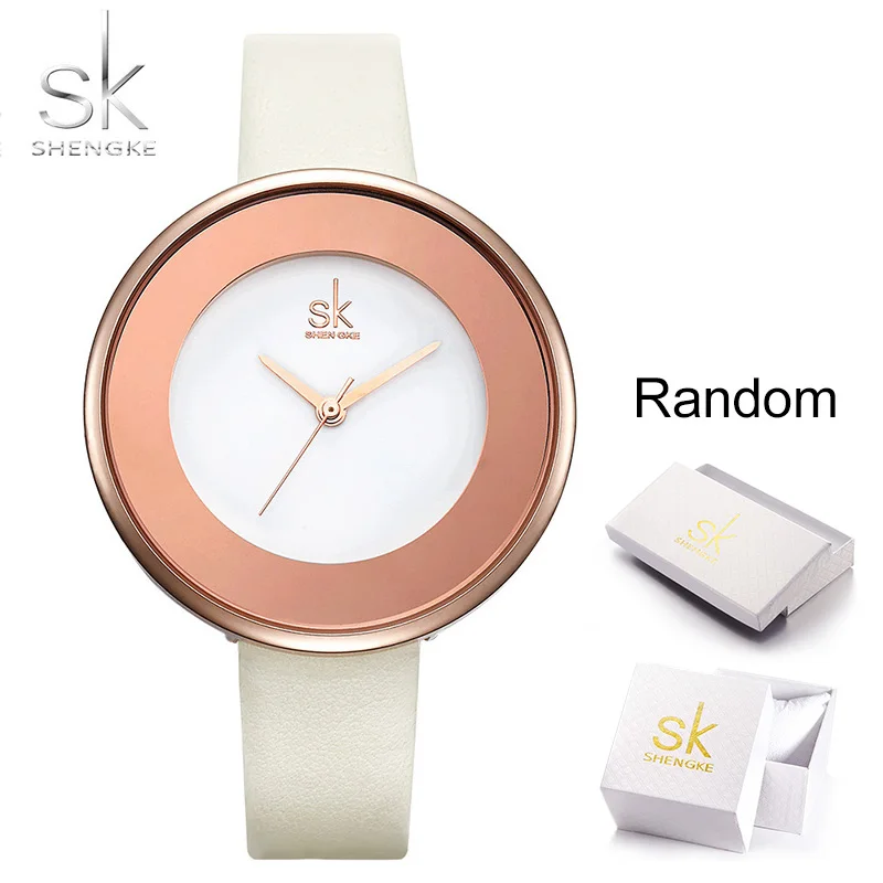white with box Shengke роскошные женские часы женские наручные кварцевые повседневные часы модные новые Relogio Feminino ультра тонкий ремень - Цвет: white with box