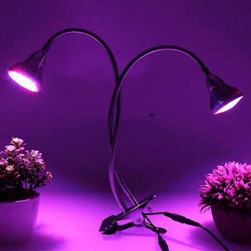 18W Светодиодный Grow светильник новый двойной головы настольная лампа на прищепке