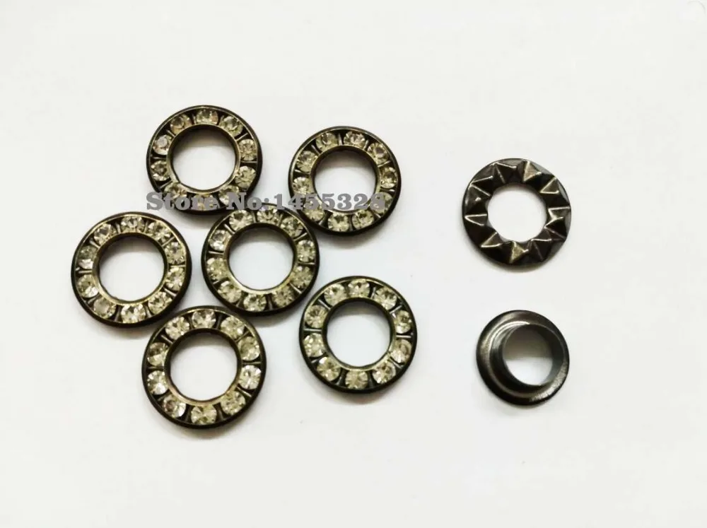 100 компл./лот 3 вида цветов 12 мм круглые металлические латунные Стразы люверсы