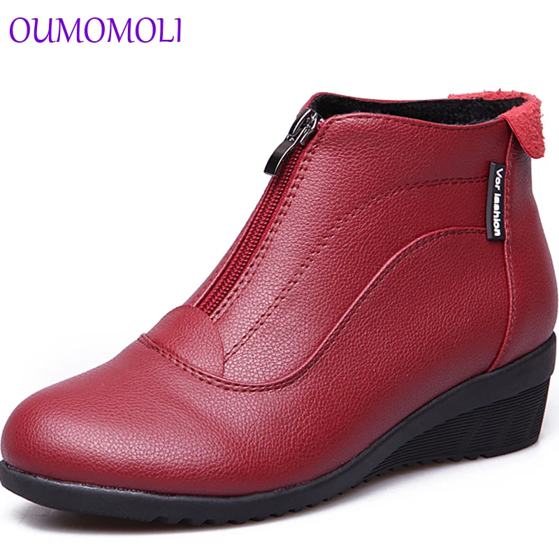 

Ankle Boots Women Autumn Winter Leather Boots Fashion Flats Casual Ankle Boots For Women Round Toe Zip Boots V410
