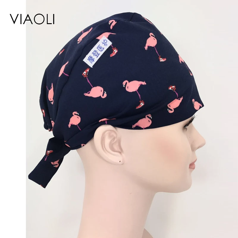 Viaoli новая лабораторная Больничная медицинская хирургическая кепка хлопок печатная медицинская Кепка с эффектом потертости s регулируемая один размер птица