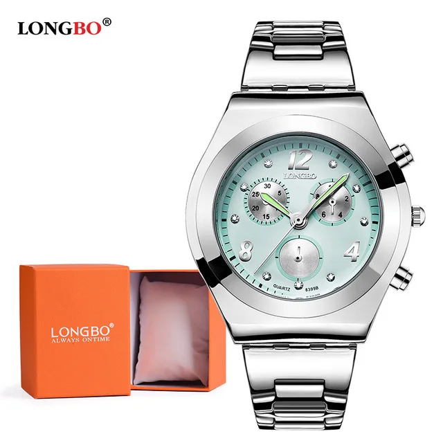 Blue big box Популярный Бренд, Роскошные Женские Часы LONGBO, Милые Розовые Для Девушек, Элегантные Дамские, Циферблат, Водонепроницаемые Кварцевые Часы, Relogio Feminino 8399 - Цвет: Blue big box