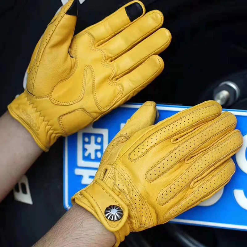 Мужские мотоциклетные Ретро перчатки из овчины дышащие для активного отдыха