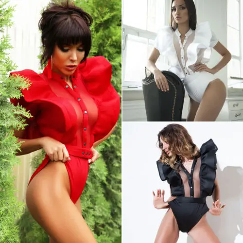 Новый Для женщин Дамы Клубная одежда V шеи оборками Playsuit Bodycon Вечерние комбинезон