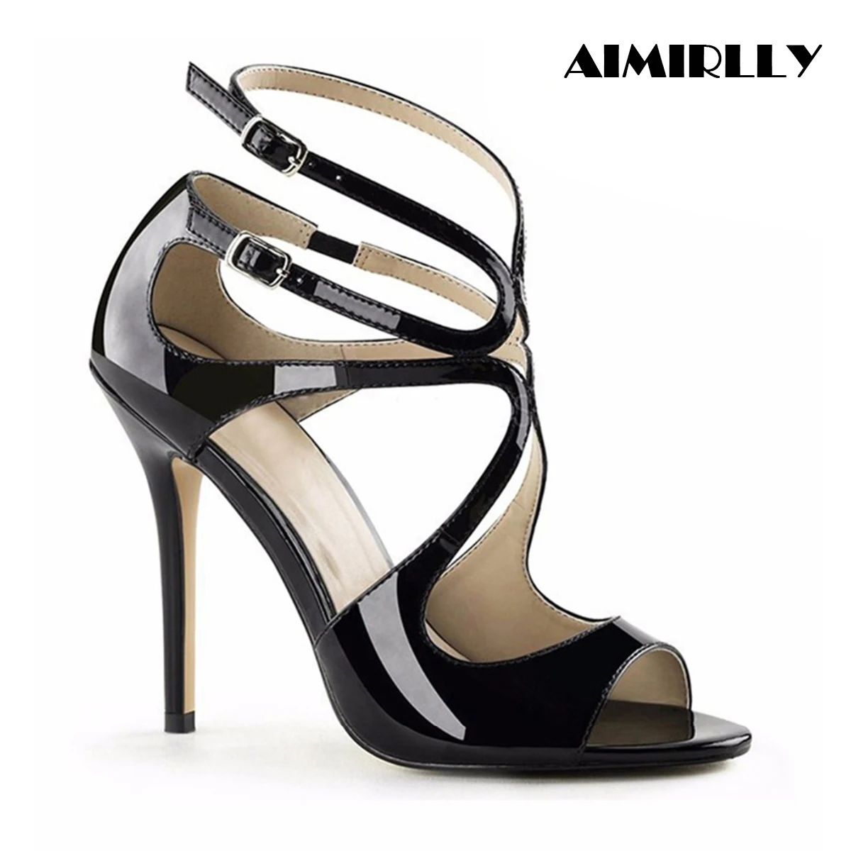 Фото Aimirlly/Женская обувь Босоножки с открытым носком на высоком каблуке блестящими