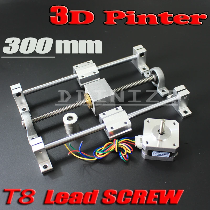 Направляющие для 3D принтера T8 длина винта 300 мм + линейный вал 8*300 KP08 SK8 SC8UU Корпус