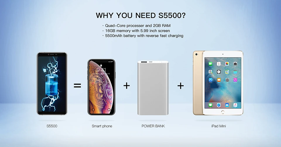 5,9" смартфон 18:9 5500 мАч батарея Android 8,1 телефон четырехъядерный 2 Гб ОЗУ 16 Гб ПЗУ 13,0 МП 2МП камера AllCall S5500