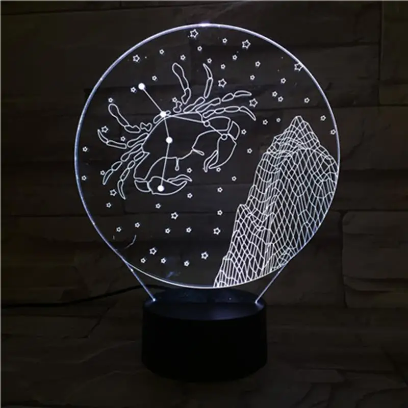Звезда Рак 3D лампа Ночной светильник LED многоцветная вспышкой исчезают товары