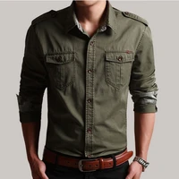 new 100 cotton military shirt with epaulette men long sleeve breathable casual shirts man solid shirt slim fit male shirts