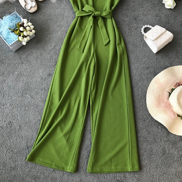 ALPHALMODA Женские однотонные Комбинезоны на одно плечо с высокой талией и поясом, женские летние модные повседневные Комбинезоны ярких цветов без рукавов