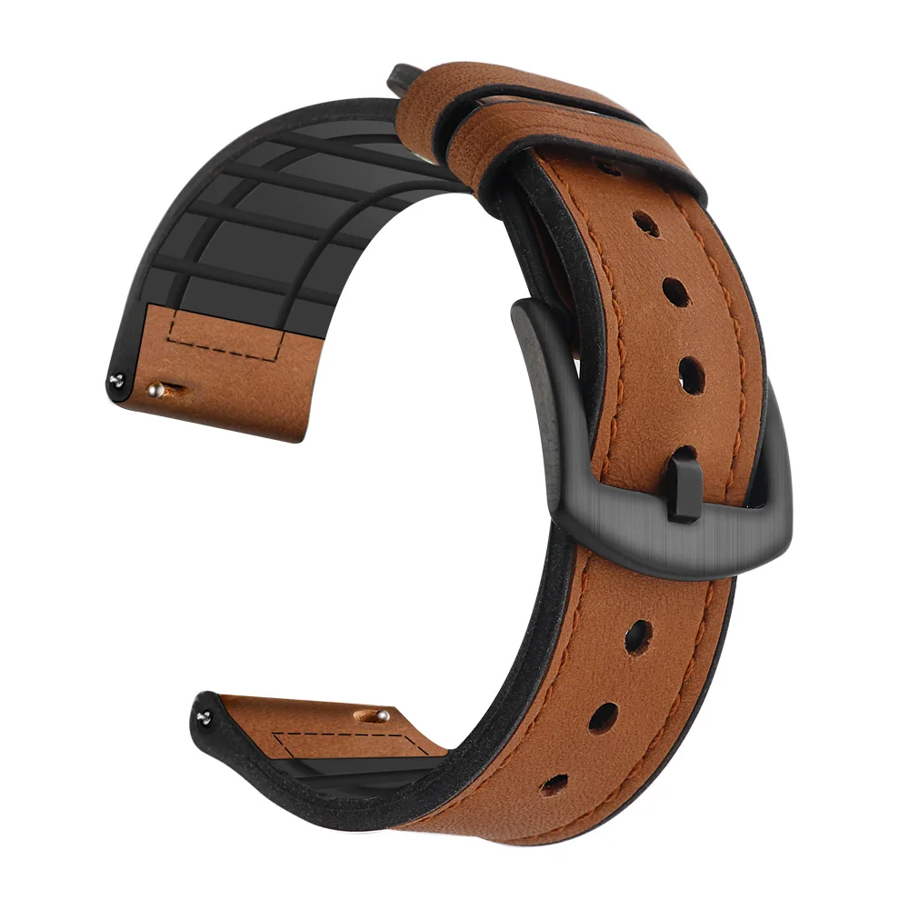 Кожаный ремешок ZLIMSN для samsung Galaxy gear S3 S2 huawei Watch gt amazfit ремешок 22 мм Гибридный резиновый и кожаный ремешок