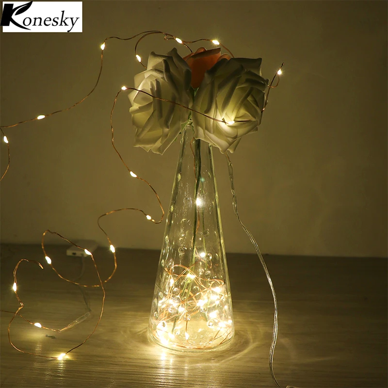 

Konesky 20-Leds Christmas Lights Indoor 2M String LED Copper Wire Fairy Lights for Festival Wedding Party Home Decoration Lamp
