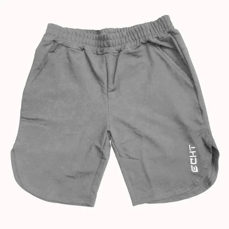 Light grey Мужские спортивные хлопковые шорты для фитнеса, Летние повседневные брендовые крутые шорты, мужские штаны для бега, бодибилдинга, тренировок, спортивные штаны на завязках - Цвет: Light grey