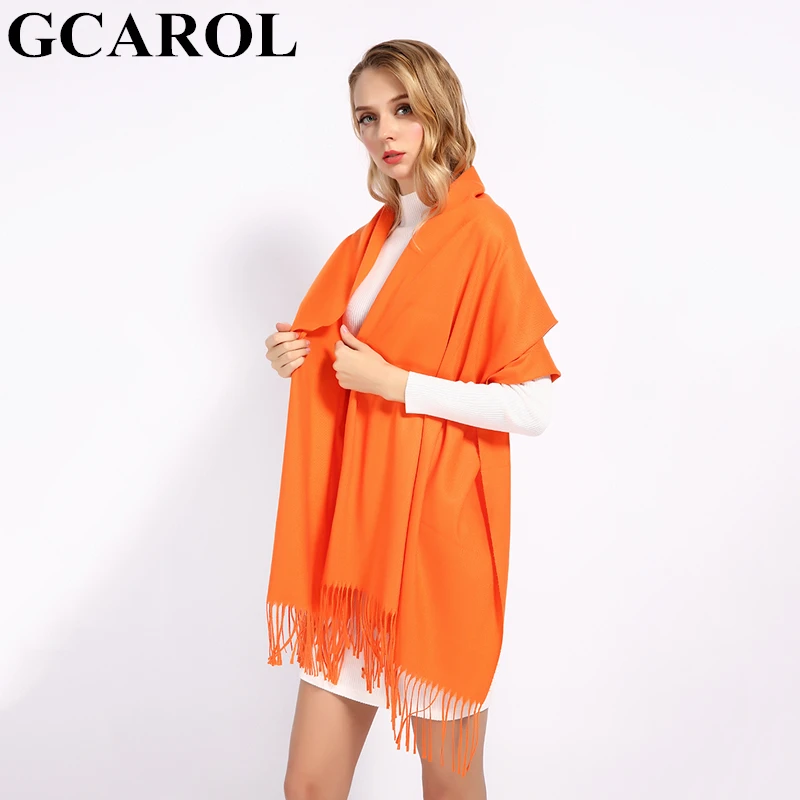 GCAROL осенне-зимний женский длинный шарф с кисточками, теплая женская большая шаль, ограниченная кашемировая уличная универсальная шаль