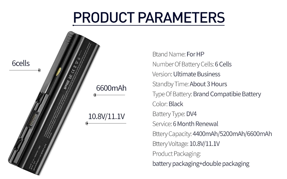 6600 мАч аккумулятор для ноутбука hp Pavilion dv3500 dv4 dv4-2000 dv5 dv5-1000 dv5-2000 dv6-1000 dv6-1100 dv6-1200 dv6-1300 dv6-1400