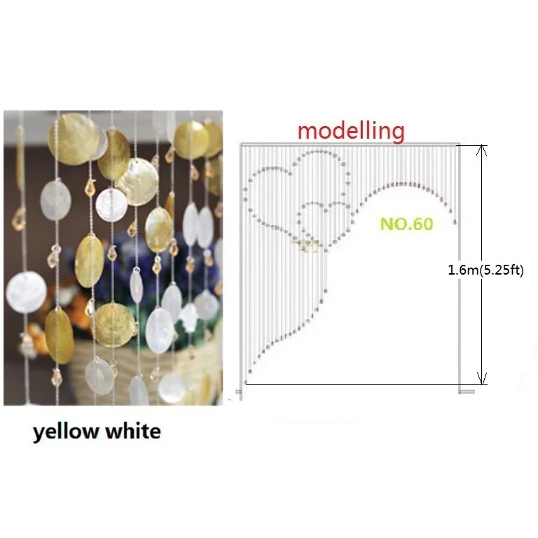 42pcs yellow white NO.60finished шторы 42 шт./лот красочные в виде ракушки Кристалл бисера Дверные Шторы экран крыльцо раздела Рождество украшения 01 - Цвет: 42pcs yellow white
