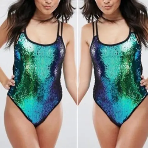 Сексуальный женский слитный купальник-бикини с блестками монокини купальник