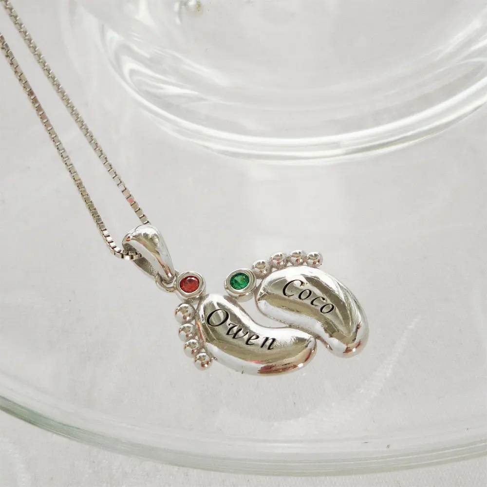 AIJAJA персонализированные камни рождения цепочки с кулонами именами подвески