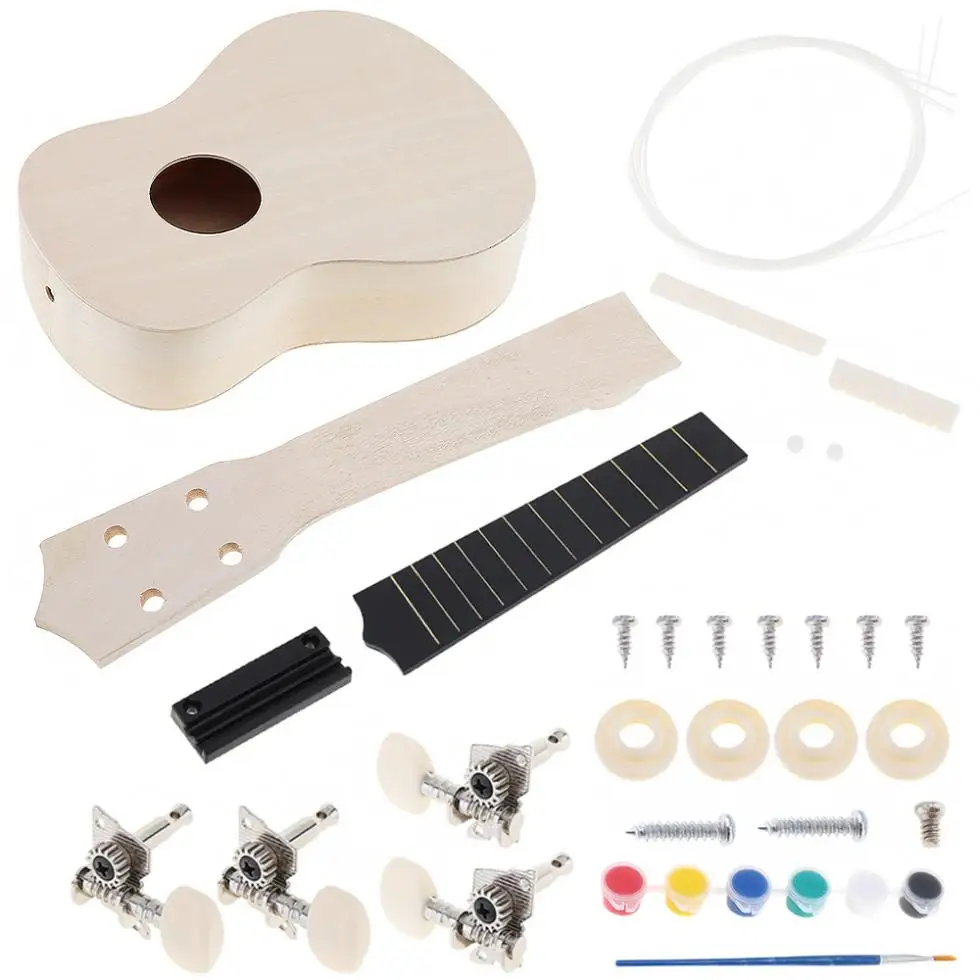 21 дюймов Гавайские гитары укулеле DIY Kit липа сопрано Гавайи Гитара картина ручной работы с высокого класса конфигурации