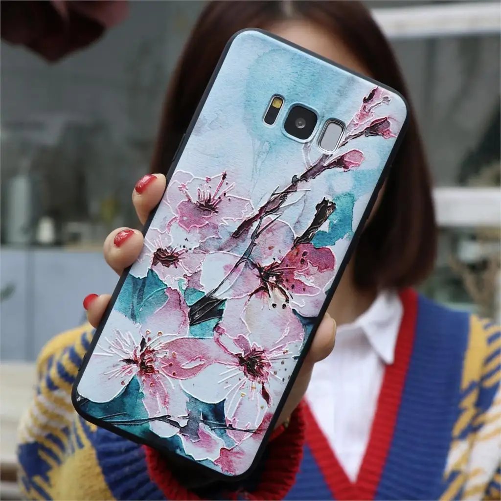 3D рельефный силиконовый цветок чехол для ТПУ samsung Galaxy S8 S9 плюс S10 плюс S10e чехол для Galaxy J5 A5 A7 Note 8, 9 - Цвет: lvditaoh