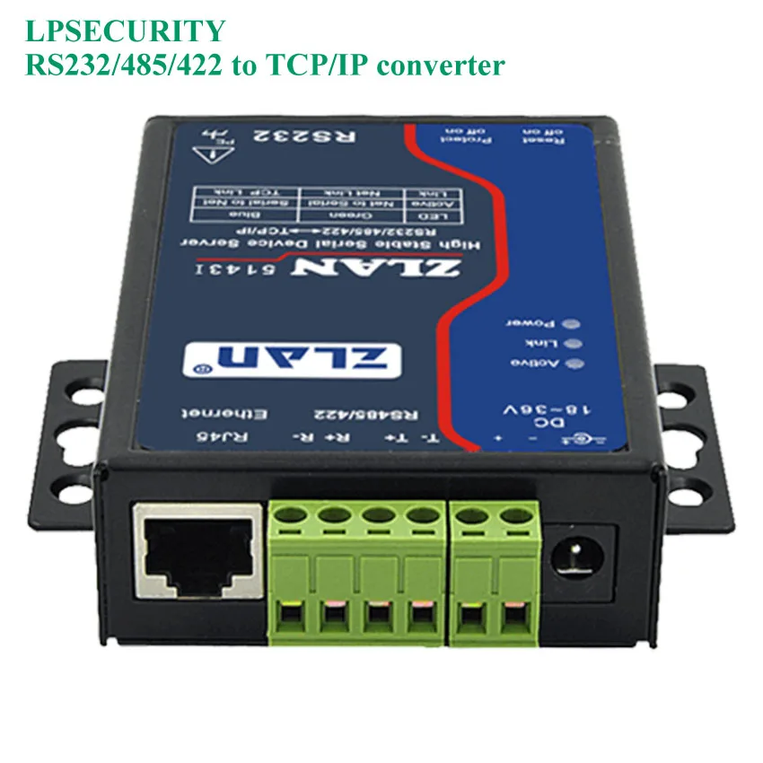 LPSECURITY ZLAN5143I RS232/RS485/RS422 к TCP/IP ethernet конвертер изоляция 256 многохост шлюз Mobdus сервер