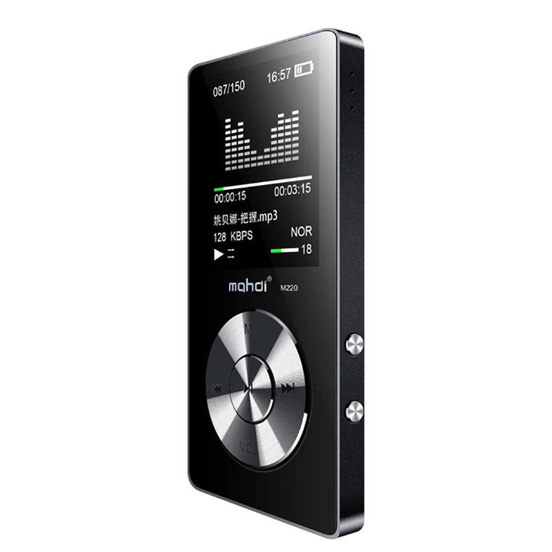 Портативный металлический MP3-плеер Встроенные колонки электронная книга fm радио часы аудио рекордер flac без потерь hifi спортивный музыкальный видео плеер - Цвет: Черный
