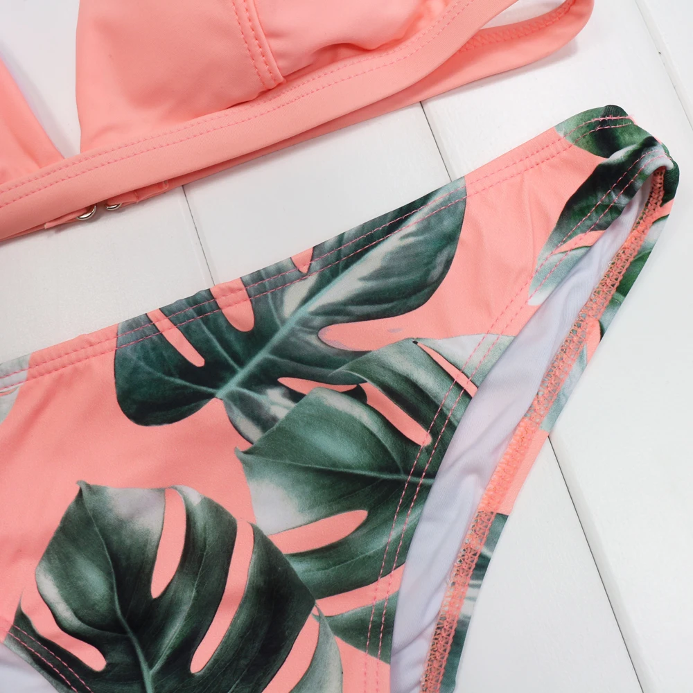 ZMTREE Брендовое бикини 2017 комплект женский купальник с принтом листьев купальный