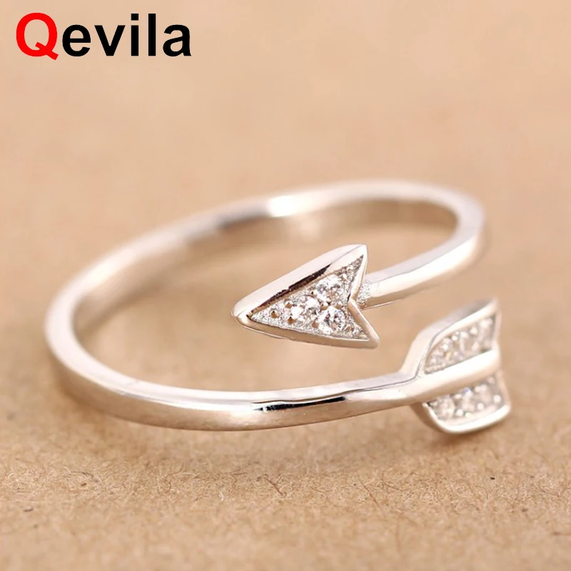 Qevila оптовая продажа 30 шт. модная пластина S925 стрелы Кристалл Кольца регулируемые
