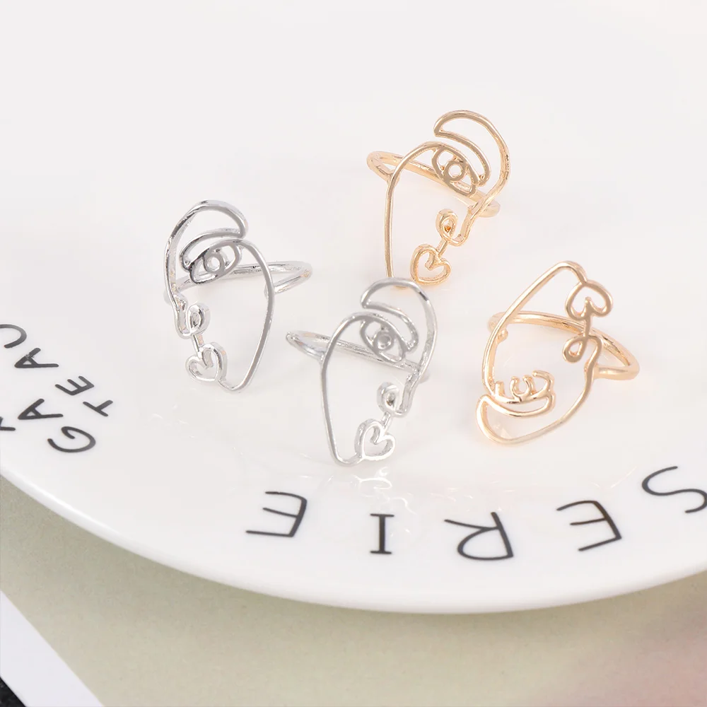 2 шт./компл. этнические металлические полые кольца для лица женщин модные из сплава пальцев ювелирные