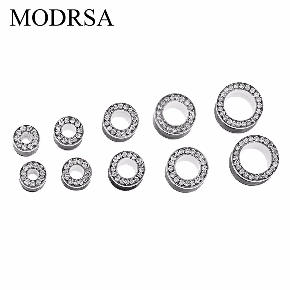 Туннели MODRSA Стразы для ушей с заглушками черные серьги из нержавеющей стали