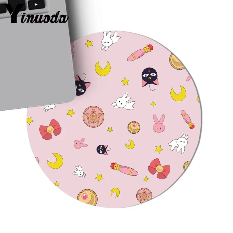 20x20cm Yinuoda Beautiful Anime Sailor Moon anime girl Soft Rubber Professional Gaming Mouse Pad Computer Comfort small round Mouse Mat - Цвет: 20x20cm