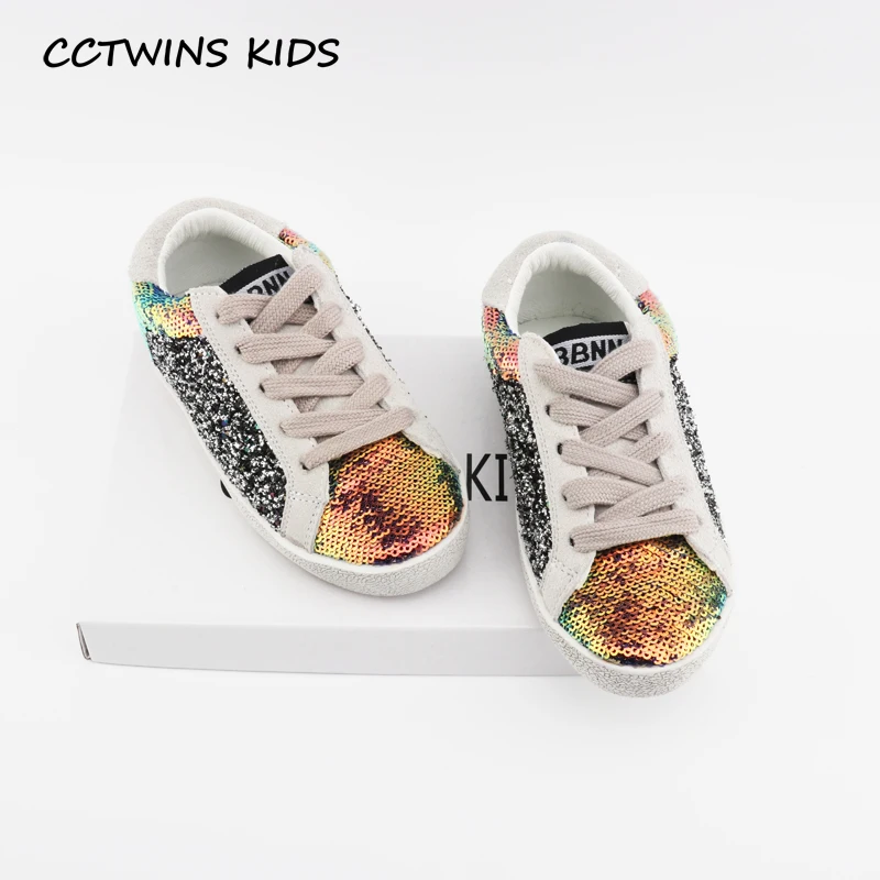 CCTWINS KIDS 2018 осенние модные детские кроссовки с блестками повседневные из