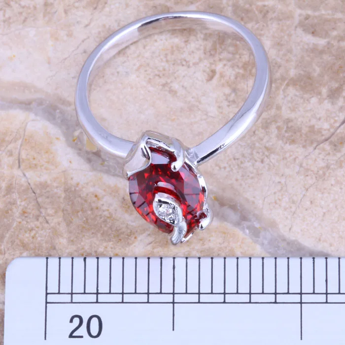 Кольцо с сияющим красным гранатом и белым фианитом Размер 5 / 6 7 8 9 R1536|ring size|ring size 5925