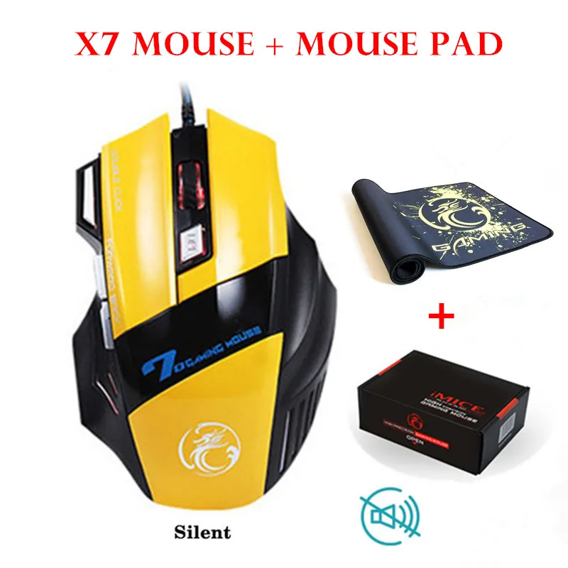 IMICE, большая мышь s Pad& X7, Проводная игровая мышь, 7 кнопок, 2400 dpi, светодиодный, оптическая, USB, эргономичная игровая мышь, мыши для ноутбука, компьютера